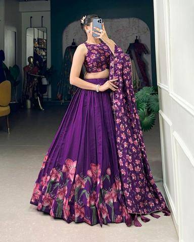 Artriddhs Dola silk D NO DEGITAL 11 Purple Wholesale lehengha choli manufacturers in India